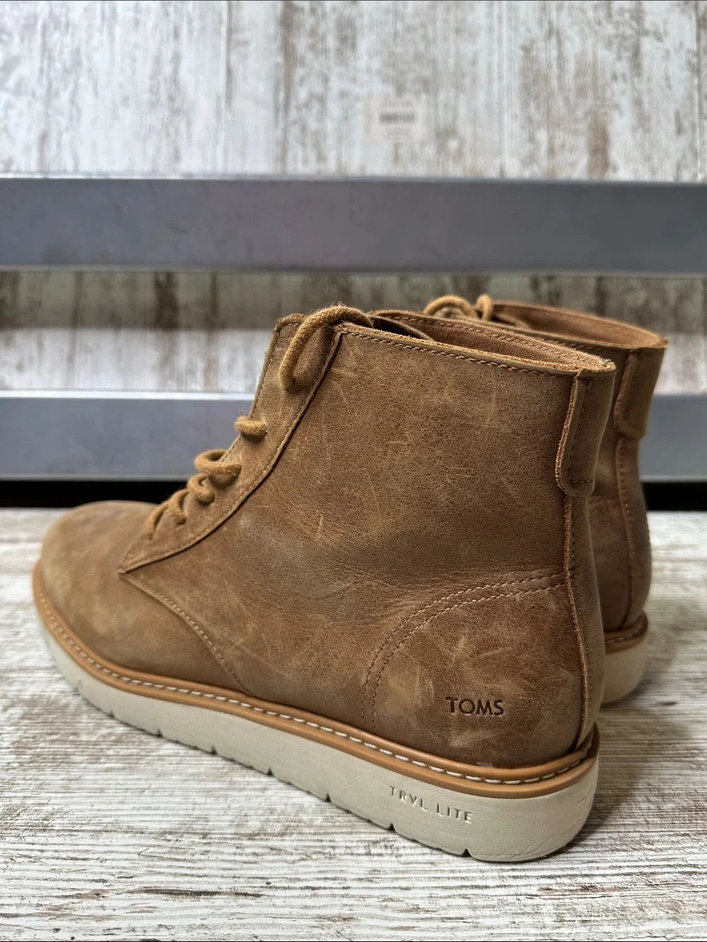 TOMS TRVL LITE Navi Ranger Tan Water Resistant Leather Boots Men 11